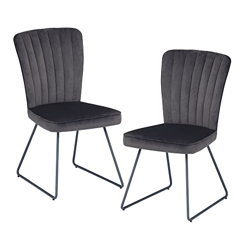 関家具(Sekikagu) ダイニングチェア グレー ベロア生地 スチール脚 座面高：45 (cm) ピエール 2脚入 356231 16,491円
