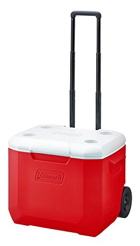 Coleman(コールマン) クーラーボックス ホイールクーラー 60QT 容量約56L レッド/ホワイト 2000027864 保冷力約3日｜KANADE　STORE店