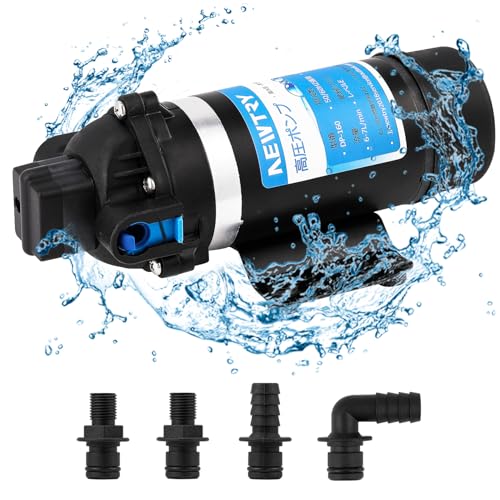 NEWTRY 高圧ポンプ 給水 排水ポンプ ダイヤフラムポンプ 電動ウォーターポンプ 最大揚程110m 160PSI 最大吐出量7L/min 低|KANADE STORE店