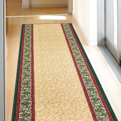 萩原 廊下敷き ロングマット ナタリア ベージュ 約80×440cm 洗える 滑り止め|KANADE STORE店