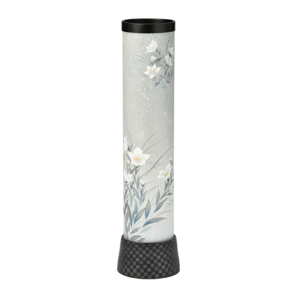 安藤商店 創作提灯 心翠 510 【市松ブラック・白桔梗】 2516 [受注生産] 陶器製 手描き インテリア 回転灯 岐阜県産 新型提灯 ぼんぼり 和風 照明 盆提灯 盆ちょうちん