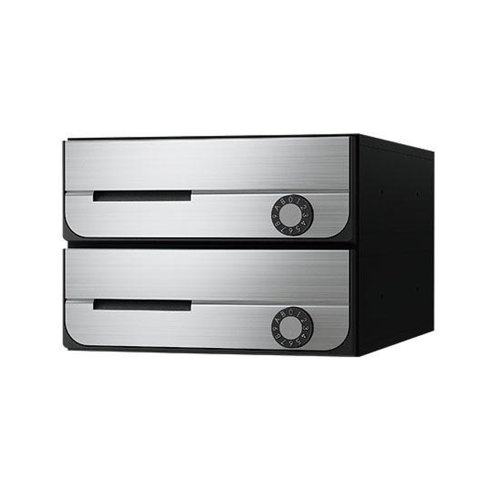 ポストW280×H100前入前出／防滴タイプ ナスタ KS-MB5202PU 扉開き方向:上 戸数2・3 錠前タイプ2種 ステンレスヘアーライン 14,444円