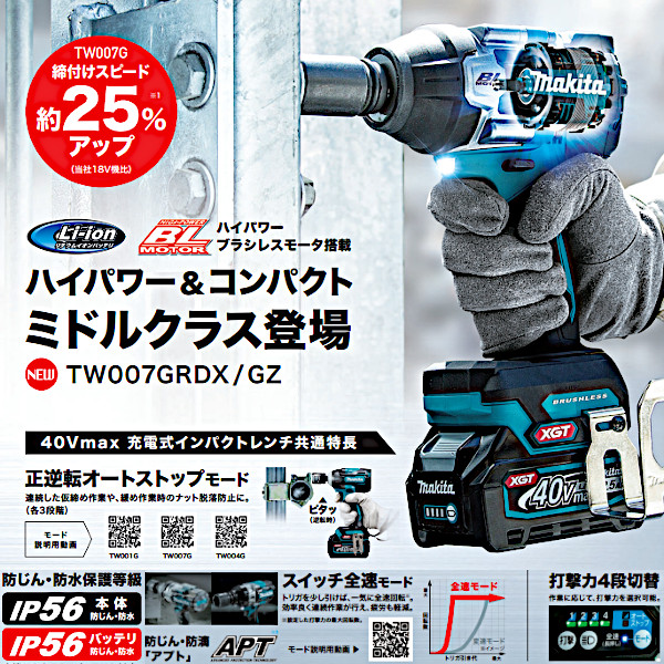 マキタ(Makita) 40Vmax充電式インパクトレンチ 2.5Ah バッテリ2本