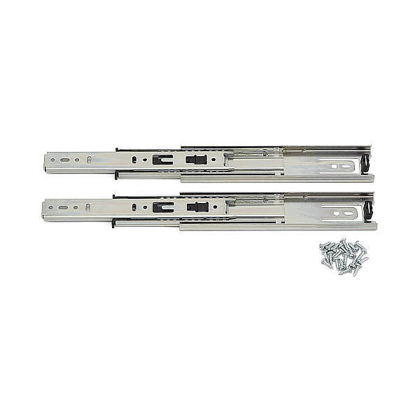 3段引 スライドレール［スガツネ］8400 (仕上:光沢クロメート処理) (厚み12.7×高さ45.5mm) (レール長さ:203.2～711.2mm) (左右で1セット) (販売本数:1セット売り・10セット売り)「スガツネ製品ならカネマサ」