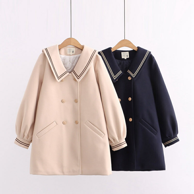 2色学院風上着 ダッフル ボタンコート中綿厚手春秋コート ジャケットセーラー襟女の子アウターコート高校生中学生制服 卒業式入学式 Bariflolabs Com