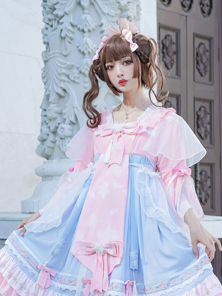 チャイニーズスタイルロリータOPドレスブルーポリエステル長袖ボウノットフリルデイリーカジュアルロリータワンピースドレス 楽天市場】チャイニーズスタイルロリータOPドレスブルーポリエステル