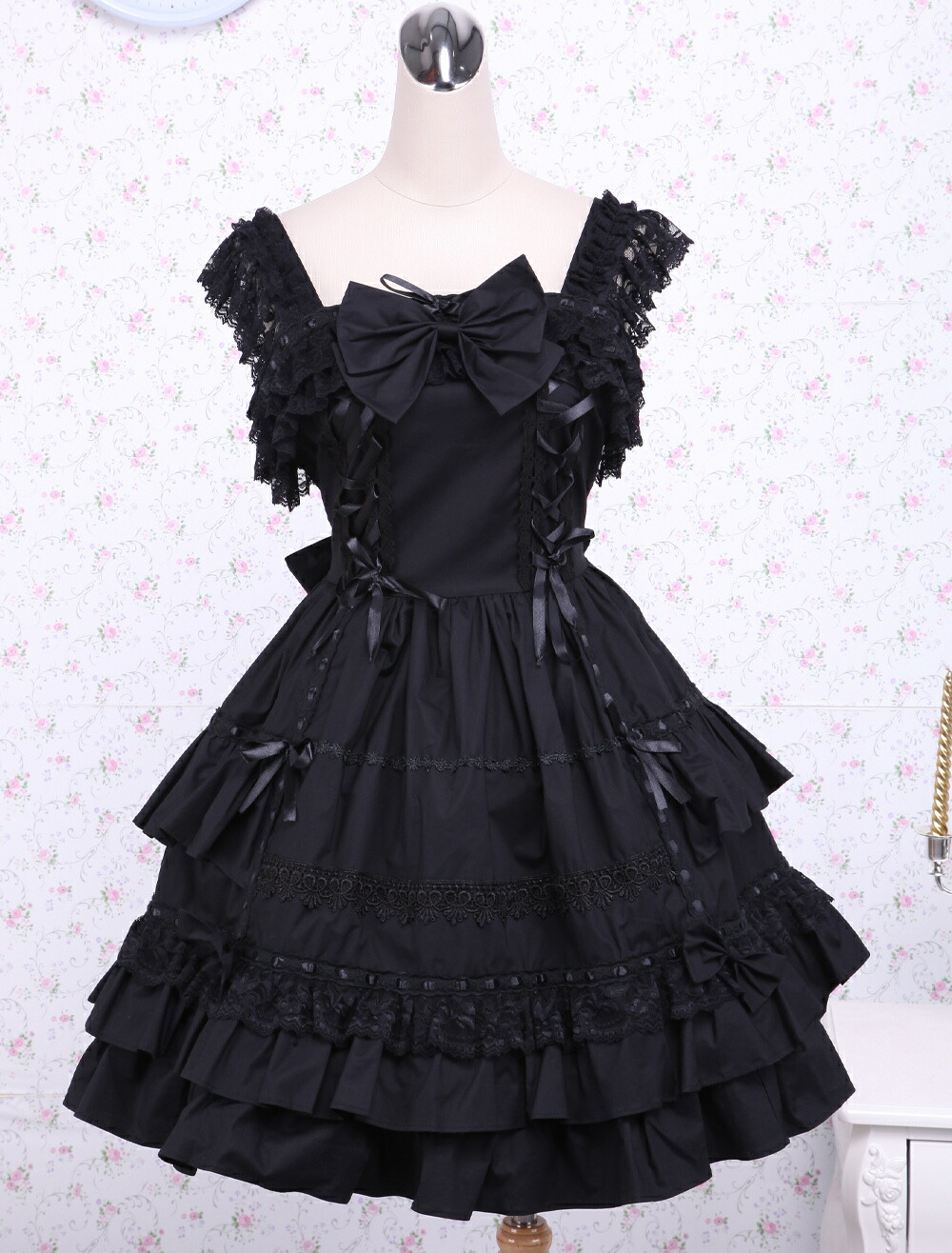 楽天市場】ゴスロリスカート ブラック ロリータ服 ハイウエスト ...