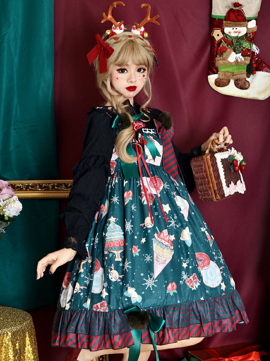 ライトグリーンゴスロリ・ロリータドレス JSK甘ロリ ロリィタドレス　リボン付き ゴスロリ ロリータドレス JSK甘ロリ ロリィタドレスリボン付き