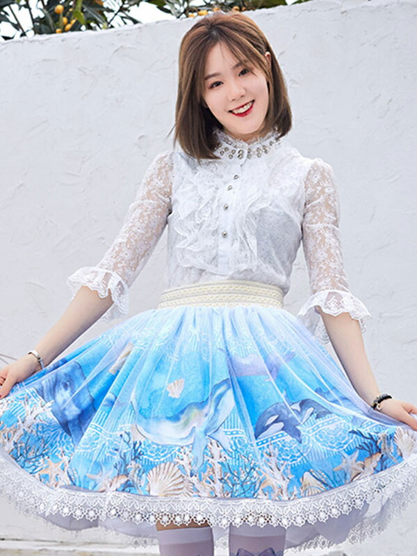 楽天市場】ロリィタスカート ピンク ポリエステル プリント柄