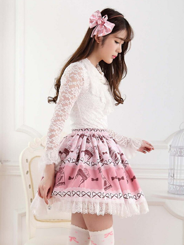 楽天市場】ロリータ服 スカート ピンク スィート プリント レース 新作