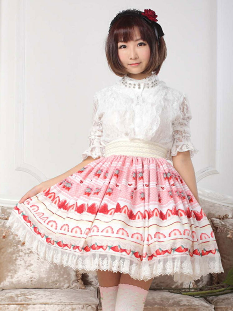 ヴィンテージ　80年代　アイスクリームプリント　スカート スイカプリントミディスカート - Retro, Indie and Unique Fashion