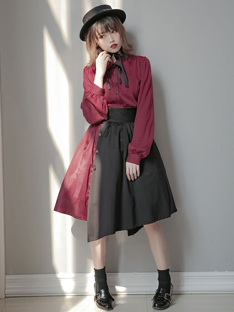 ゴスロリワンピース　コットン　レトロ　長袖　スタンドカラー　シャーリング　パーティーロリータアイドル衣装 楽天市場】ゴスロリワンピース コットン レトロ 長袖 スタンドカラー