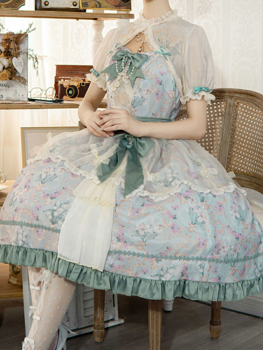 楽天市場】中国のロリータJSKドレスドレープライトスカイブルー