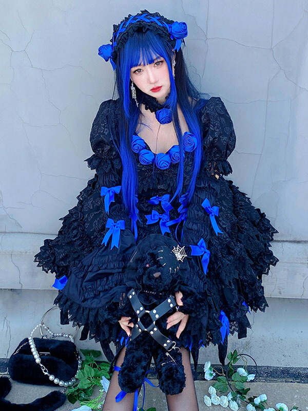 楽天市場】ゴシックロリータドレスレースボウフローラルプリント