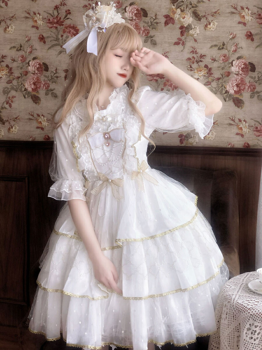 楽天市場】コットンロリータドレス 2025 リボン フリル アイドル