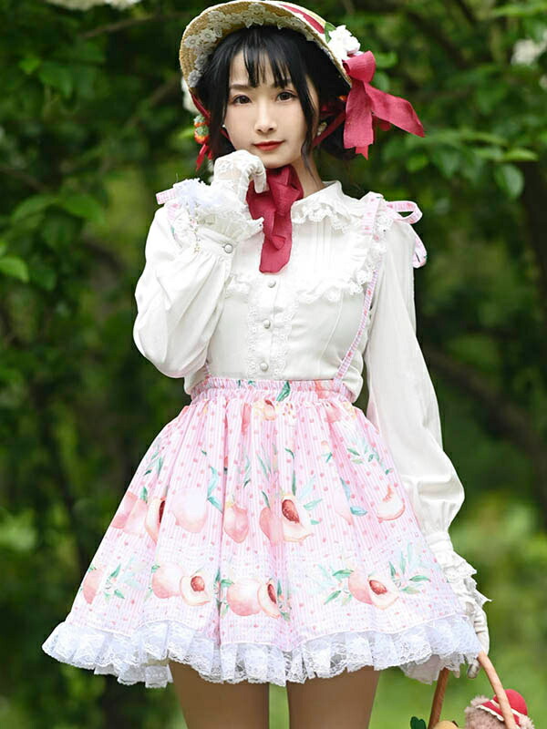 楽天市場】ロリィタスカート ピンク ポリエステル プリント柄