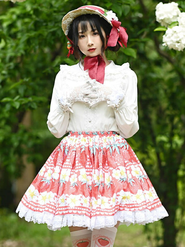 楽天市場】ロリィタスカート ピンク ポリエステル プリント柄