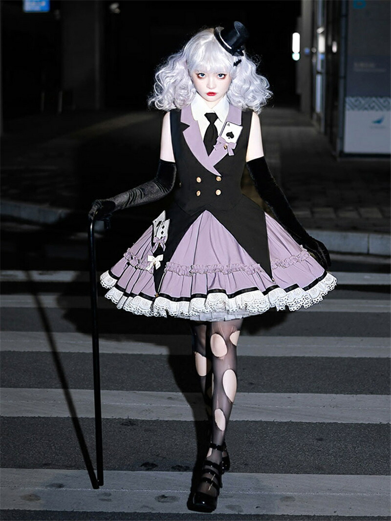 3点セットゴシックロリータ ドレス フリル ブラックゴスロリ制服 ドレス ハロウィン 仮装 メイド服 コスチューム学園祭|金城商店