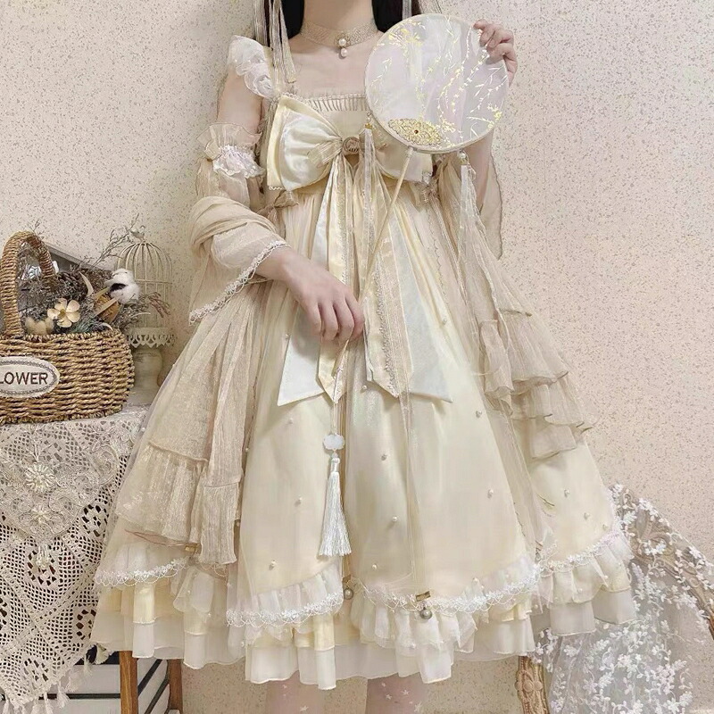 『中華風ロリータ衣装』雲海辰歌 ノースリーブJSK 好いたらしい日常着 レトロ好いたらしい お花刺しゅう ご機嫌酉の方角 スコート 御召しもの 炎節 歳月 コーデ 御上さん うしろ帯 教え子 通学 会う約束 お出かけ 寄り合い フォーマル 清楚系 甘ロリ