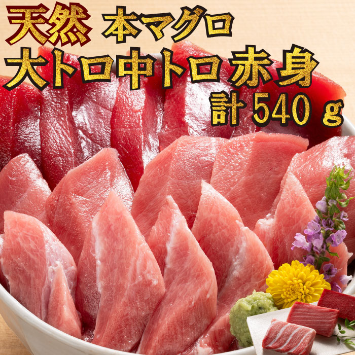 父の日 天然本マグロ食べ比べ 【送料無料】　天然本マグロ 大トロ 中トロ 赤身  計540g　本マグロ 本まぐろ 本鮪 天然 まぐろ マグロ 鮪 大トロ 大とろ 中トロ 中とろ 赤身 柵 食べ比べ 刺身 寿司 海鮮丼 御祝 内祝 誕生日  高級 贈物 ギフト お取り寄せ