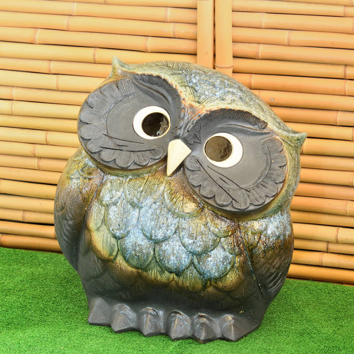 信楽焼 陶器 フクロウ 首かしげふくろう 青 14号 梟 可愛い 幸を呼ぶ 不苦労 右肩上がり しがらき焼 やきもの インテリア ギフト プレゼント 縁起物 置物 焼き物 Beregszaszietterem Hu