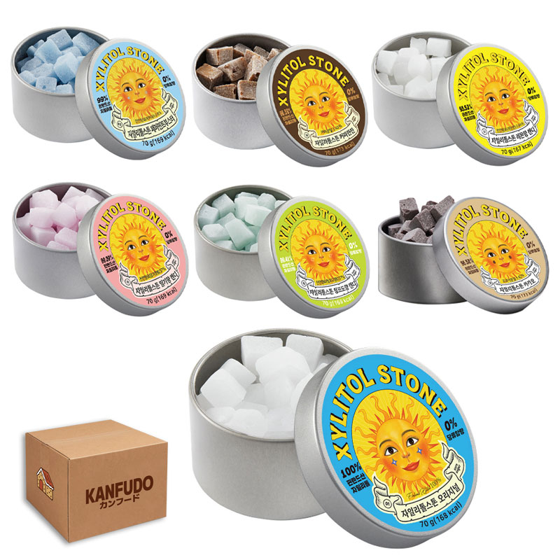 [業者向け] キシリトールストン 70g 100個 / 1BOX 全7種 2種類選択可能 大容量 韓国お菓子 キシリトールキャンディー XYLITOL STONE 歯磨き 韓国販売品 こども 虫歯 甘い 爽快感 ノンシュガー 矯正 糖質0 フィンランド産キシリトール キシリトールタブレット｜KANFUDO