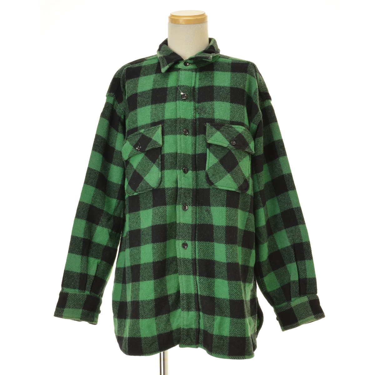 【中古】SEARS / シアーズ 50s ブロックチェック マチ付 ウール長袖シャツ【cacfagaj-m】