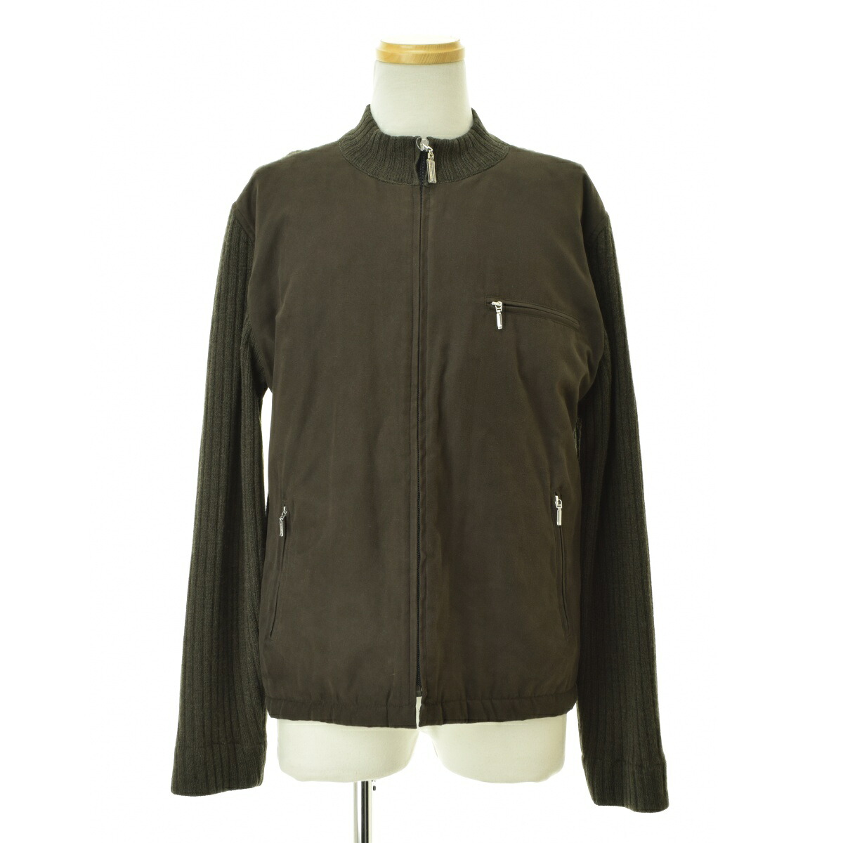 【中古】BURBERRY BLACK LABEL / バーバリーブラックレーベル BMT22-311-58 フェイクスエード切替ニットブルゾンジャケット【cacgabac-m】