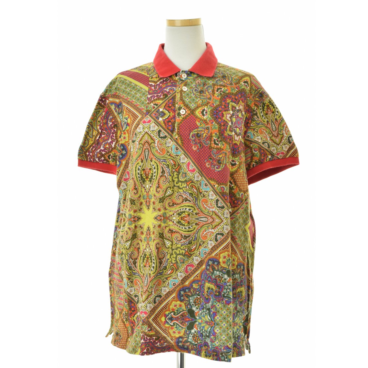 【中古】ETRO / エトロ イタリア製 ペイズリー ユニセックス半袖ポロシャツ【cacgabce-l】