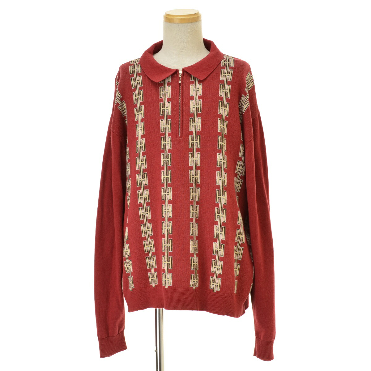 【中古】Hellrazor / ヘルレイザー CHAIN HALF ZIP KNIT SWEATER チェーン ハーフジップ ニット長袖ポロシャツ【cacfajaf-m】