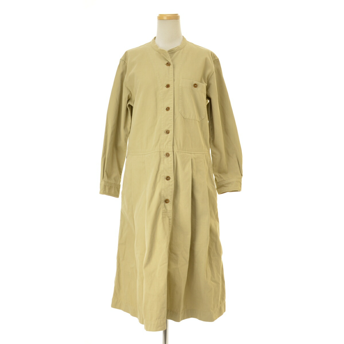 【中古】MARGARET HOWELL MHL / マーガレットハウエルエムエイチエル 595-8258504 プリーツフレアツイルシャツロング長袖ワンピース【cacgaeaj-l】