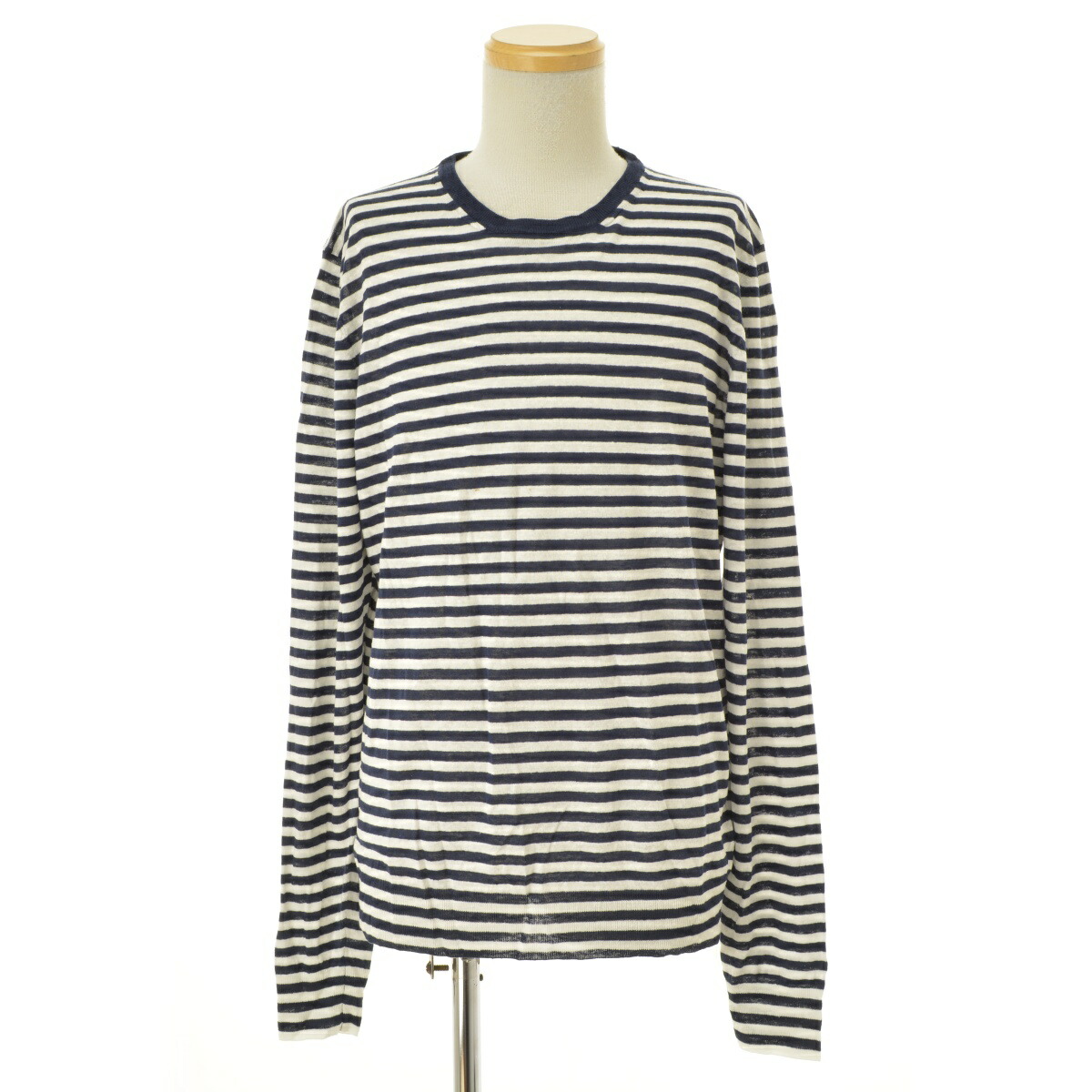 【中古】dunhill / ダンヒルSKW145 562996 イタリア製 リネンボーダー長袖ニットセーター【cacfagae-m】｜ブランド古着の買取販売カンフル