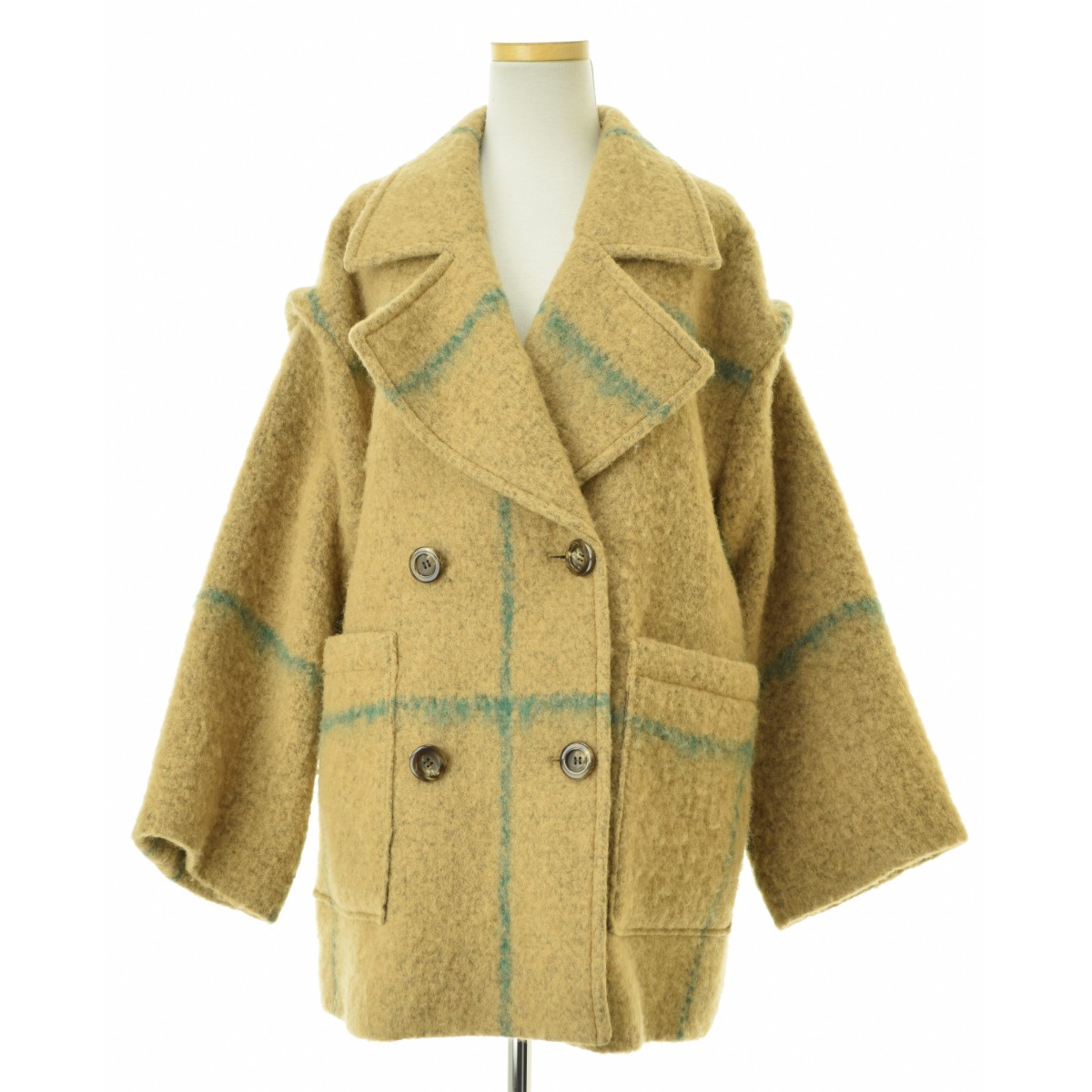 【中古】MIDIUMISOLID / ミディウミソリッド チェックダブルウールコート【cacfbcai-l】