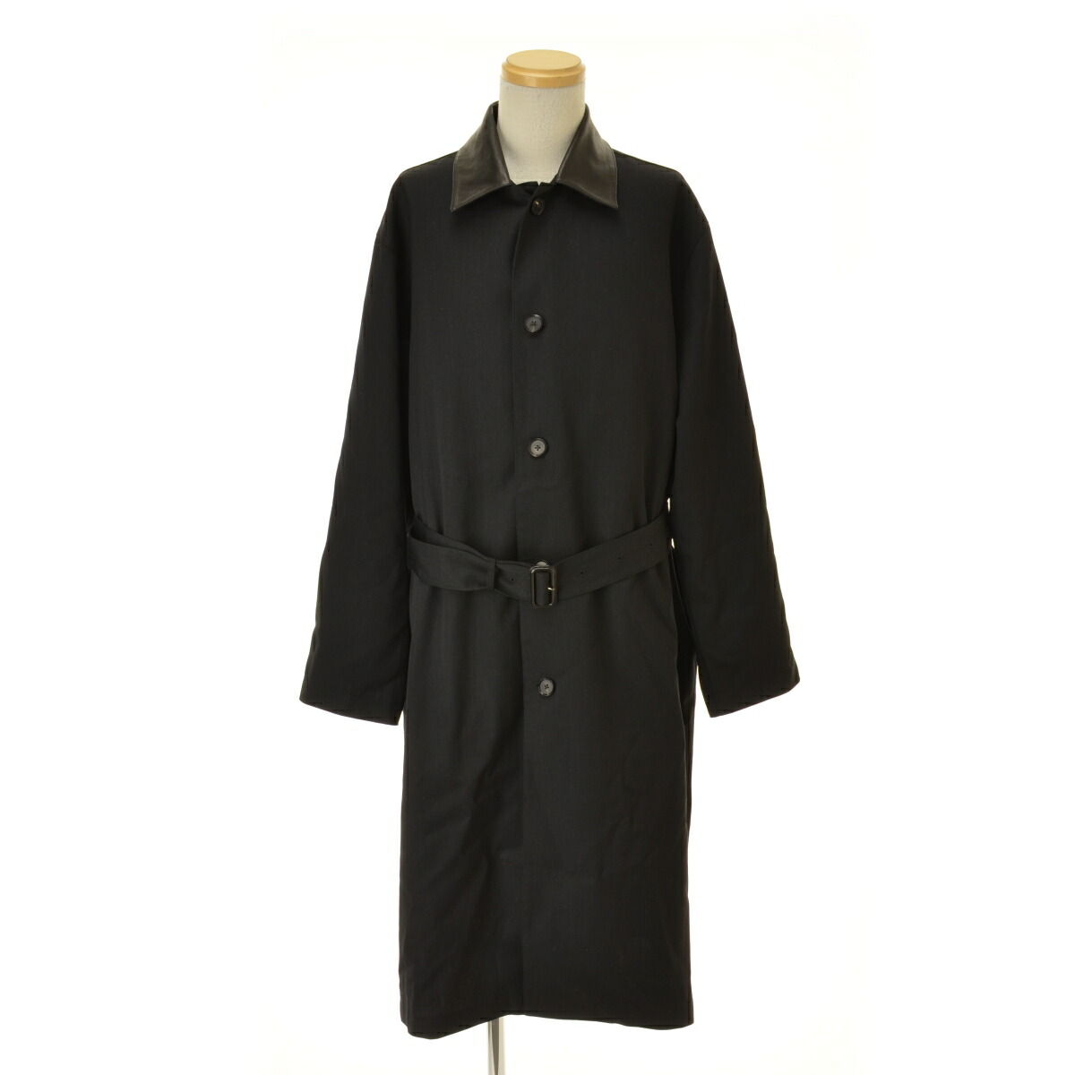 AURALEE オーラリー 17SS 日本製 WASHED LINEN NO COLLAR COAT ウォッシュドリネンノーカラーコート A7SC04LP 0 ブラック アウター【中古】【AURALEE】 AURALEE オーラリー 17SS 日本製 WASHED LINEN NO COLLAR COAT