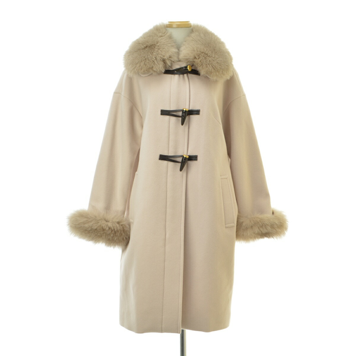 グレースコンチネンタルフードファー付きベージュロングコート36 グレースコンチネンタルフードファー付きベージュロングコート36