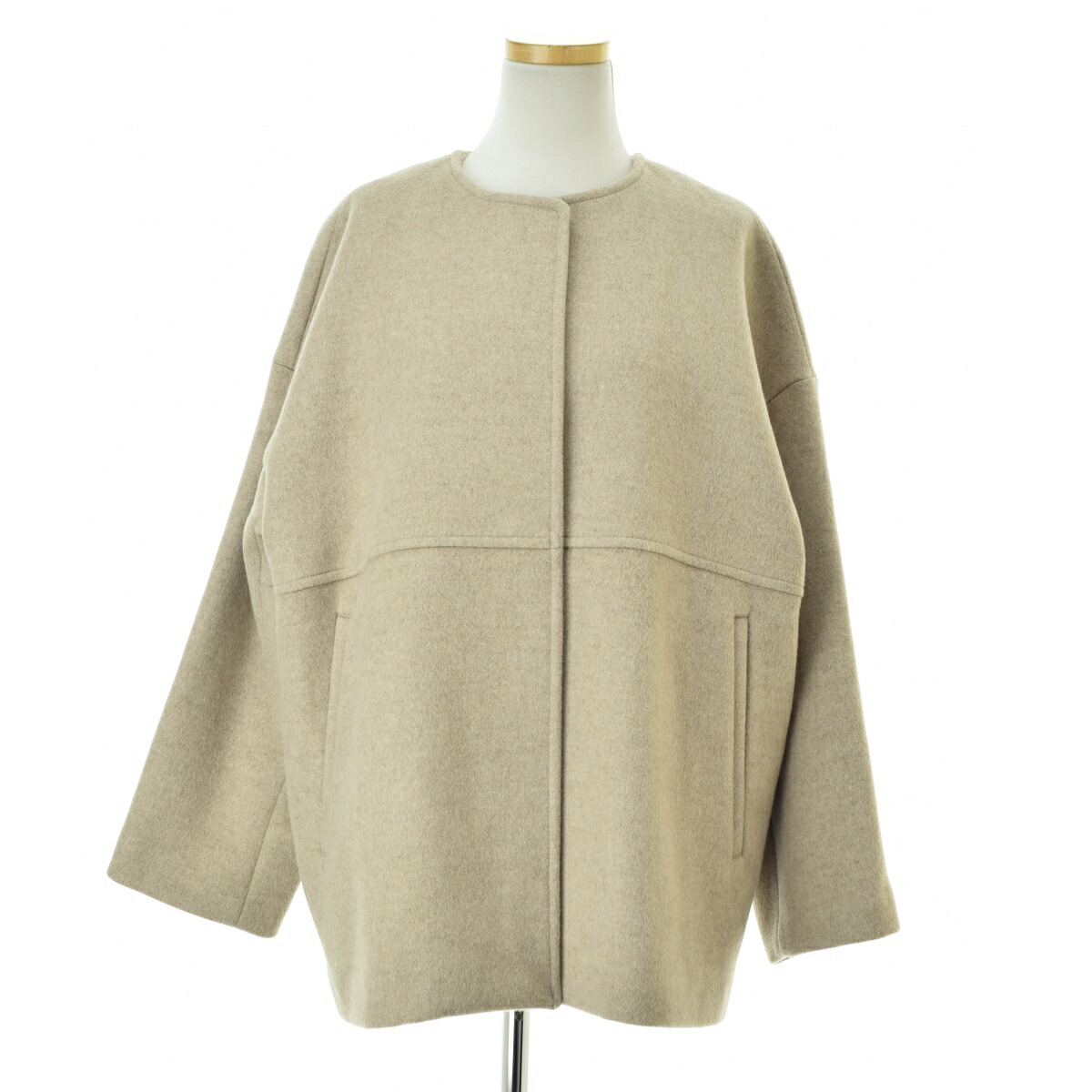 【中古】JOURNAL STANDARD / ジャーナルスタンダード23020400909030 スーパー140ビーバーノーカラーショートコートウールコート【cacgaecj-l】｜ブランド古着の買取販売カンフル