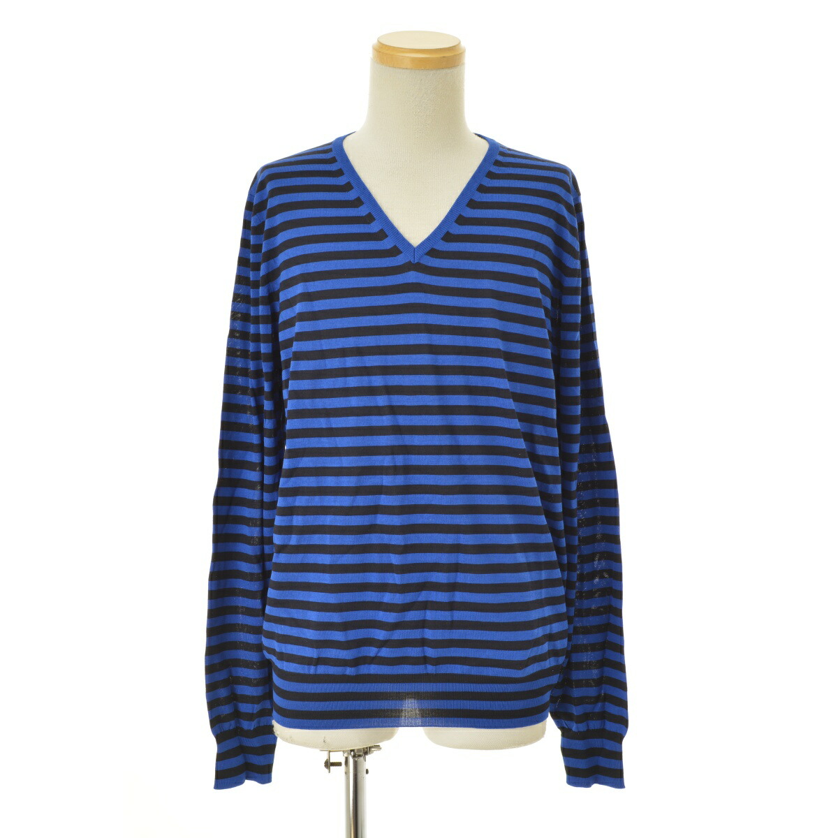 【中古】dunhill / ダンヒルSKW425 562995 イタリア製 マルベリーシルクボーダーVネック長袖ニットセーター【cacfagad-m】|ブランド古着の買取販売カンフル
