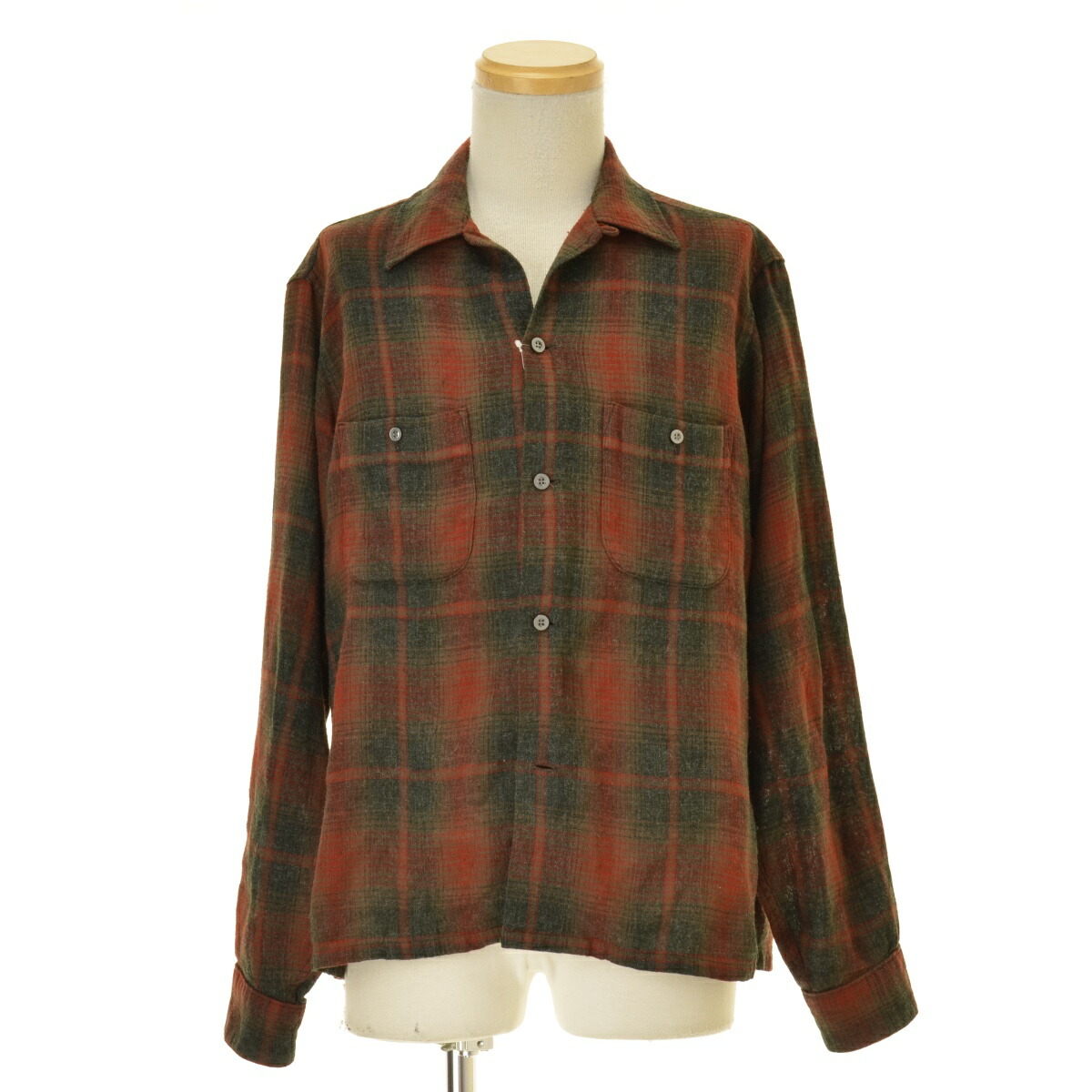 楽天市場】古着 70'S CASCADE オンブレチェック オープンカラー ウール