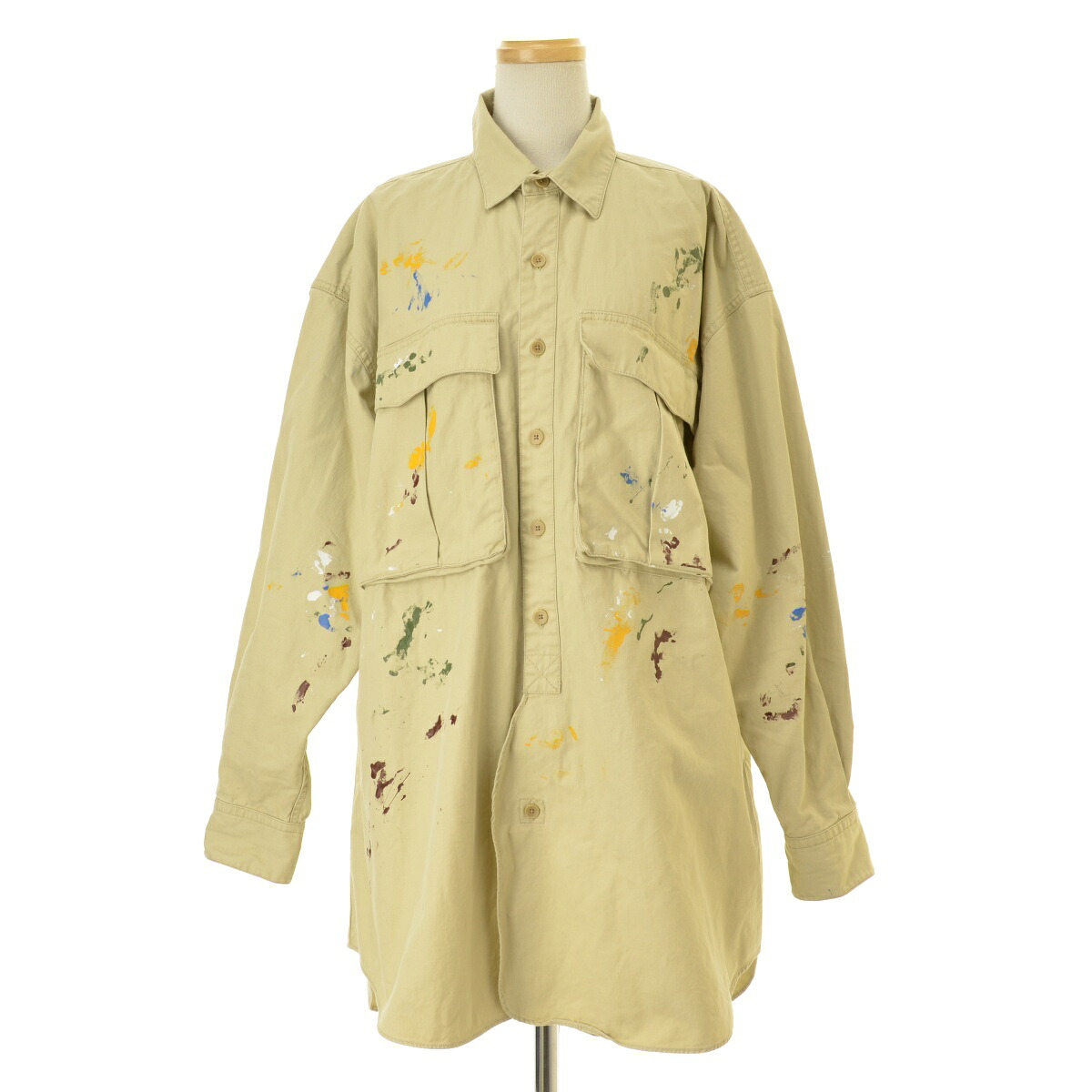 【中古】KATHARINE HAMNETT / キャサリンハムネット 23AW 23A-KHLS-11 COTTON TWILL PAINTED LONG SH コットン ツイル ペイント長袖シャツ【送料無料】【cacfabaj-l】