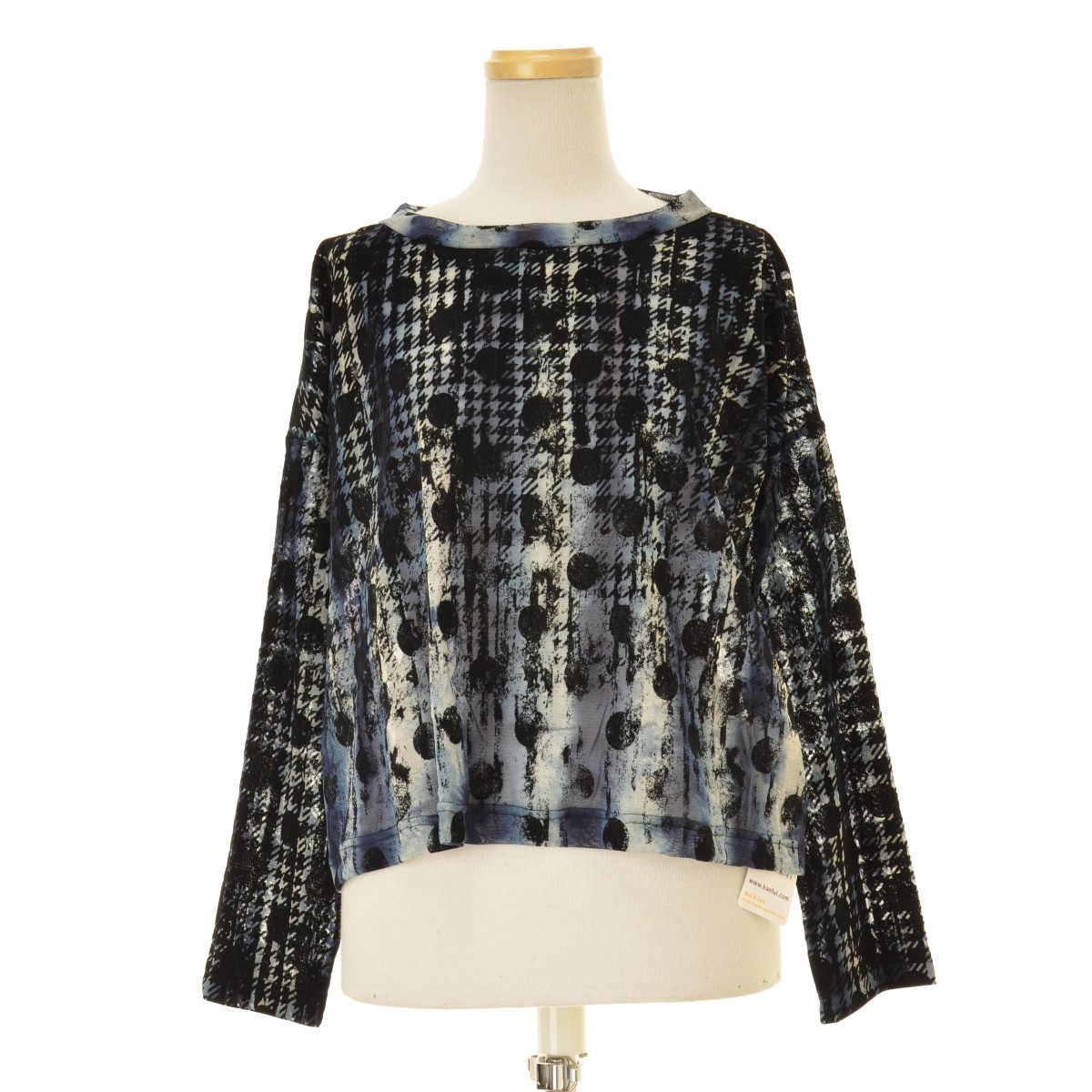 【中古】【期間限定値下げ】Y'S / ワイズYM-T19-676 HOUNDTOOTH DOTS TULLE CROPPED ROUND NECK T長袖カットソー【cacfbbaf-l】｜ブランド古着の買取販売カンフル