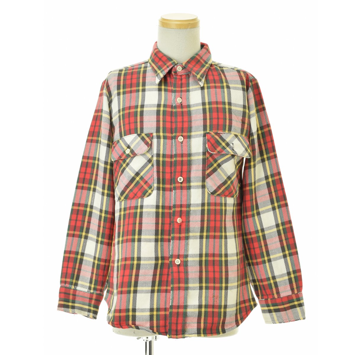 70s BIG YANK ネルシャツ　ヴィンテージ ネイビー　グリーン　レッド 古着 60s BIG YANK 好配色 チェック ヘビー フランネル シャツ