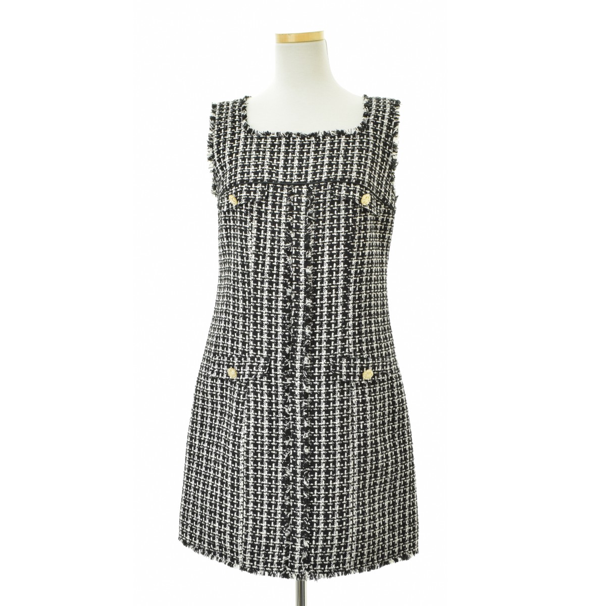 【中古】Her lip to / ハーリップトゥ 1242305146 May Tweed Mini Dressノースリーブワンピース【cacgaccg-l】