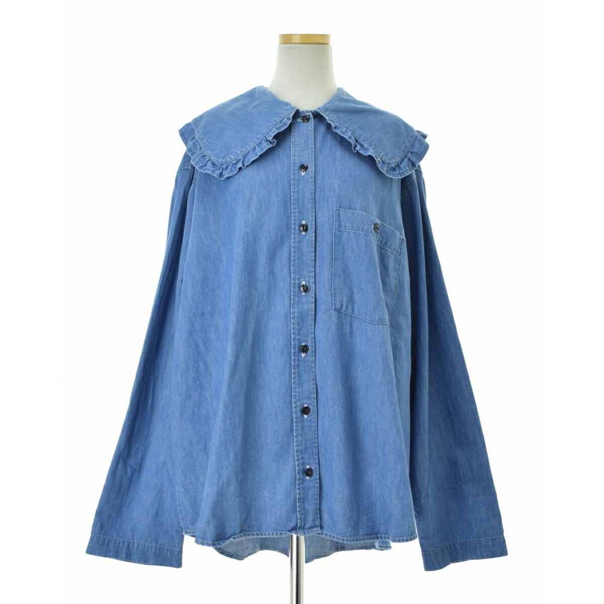 【中古】holiday / ホリディ22102841 PURITAN COLLAR DENIM SHIRT ピュリタンカラーデニムシャツ長袖シャツ【cacgagcf-l】｜ブランド古着の買取販売カンフル