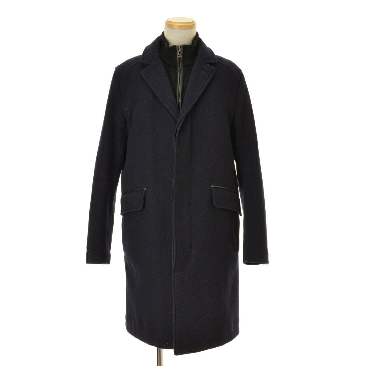 【中古】COLE HAAN / コールハーン T40127 ウール ツイル クラシック トッパー レイヤード風ウールコート【cacfbbaf-m】