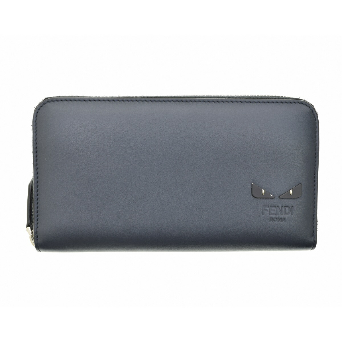 フェンディ FENDI 長財布　ブルーグレー　フラワービジュー　グレー　極美品 フェンディ FENDI モンスター バッグバグズ ラウンドファスナー 長財布