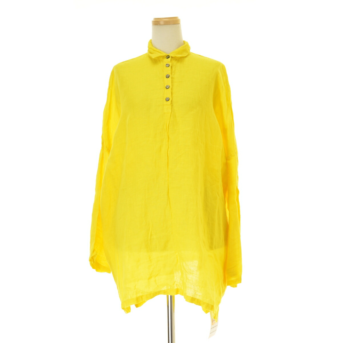 【中古】Honnete / オネット アイリッシュリネン オーバーサイズロングシャツ長袖ブラウス【cacfbcbd-l】