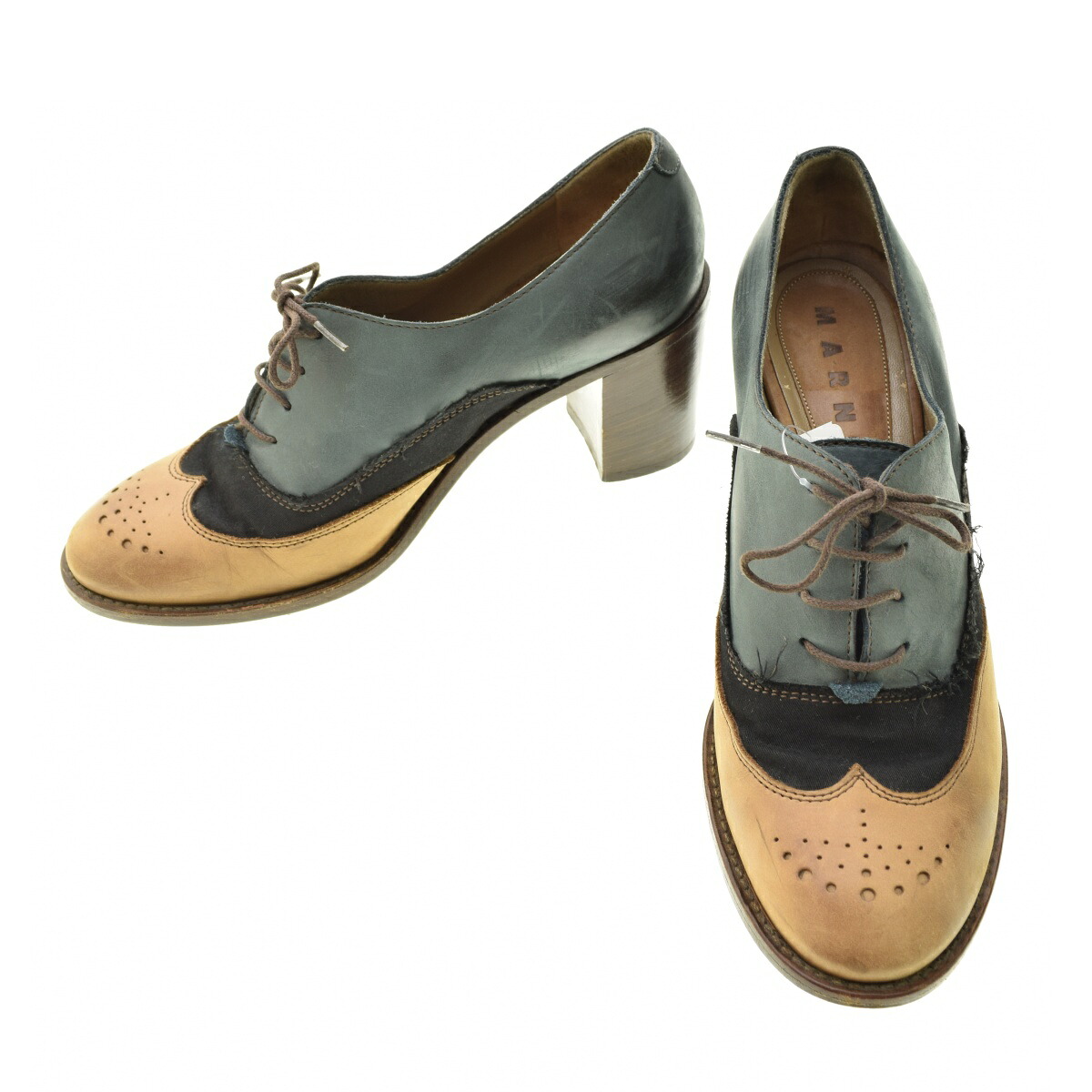 【中古】MARNI / マルニ ウィングチップ メダリオン ヒールレザーシューズ【cacfadda-z】