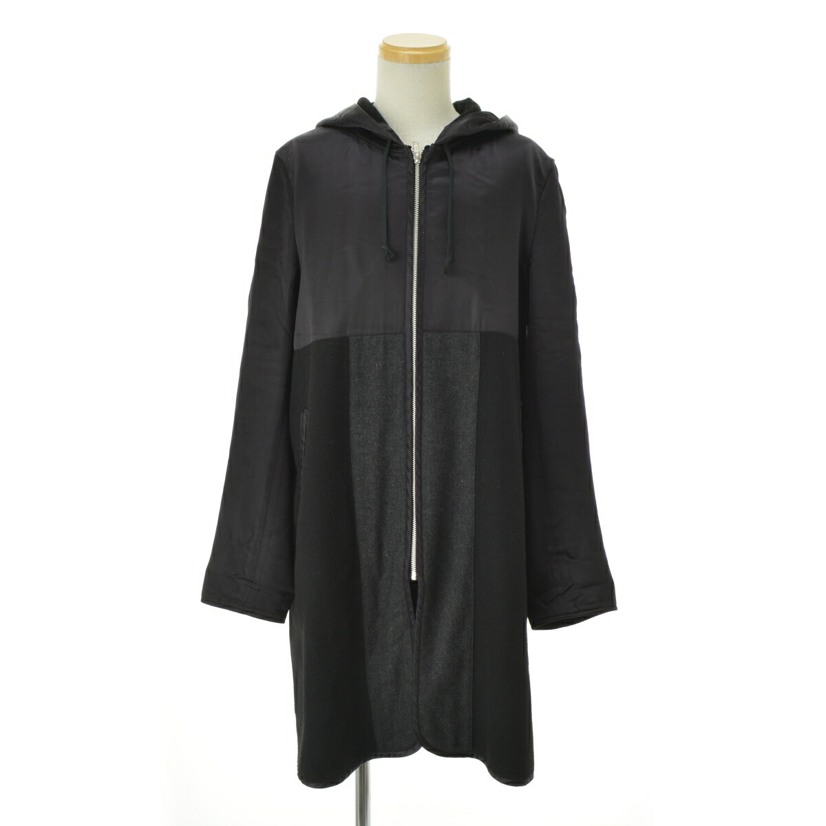 COMME des GARÇONS HOMME Mレザー 濃紺ウールコート COMME des GARÇONS HOMME Mレザー 濃紺ウールコート