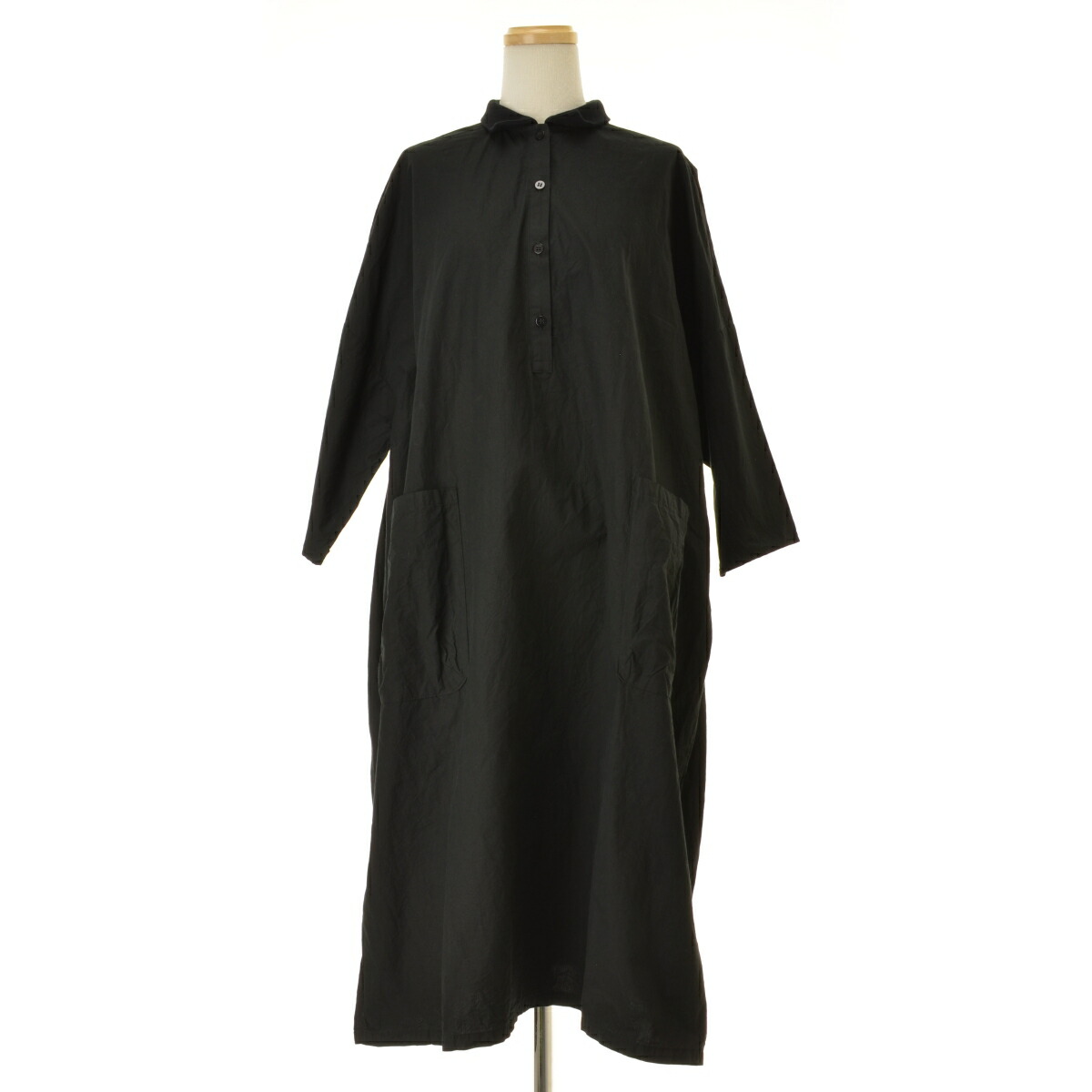 【中古】Gauze# / ガーゼ(g) グラム リブカラー ワイド プルオーバーシャツロング長袖ワンピース【cacgafbh-l】｜ブランド古着の買取販売カンフル