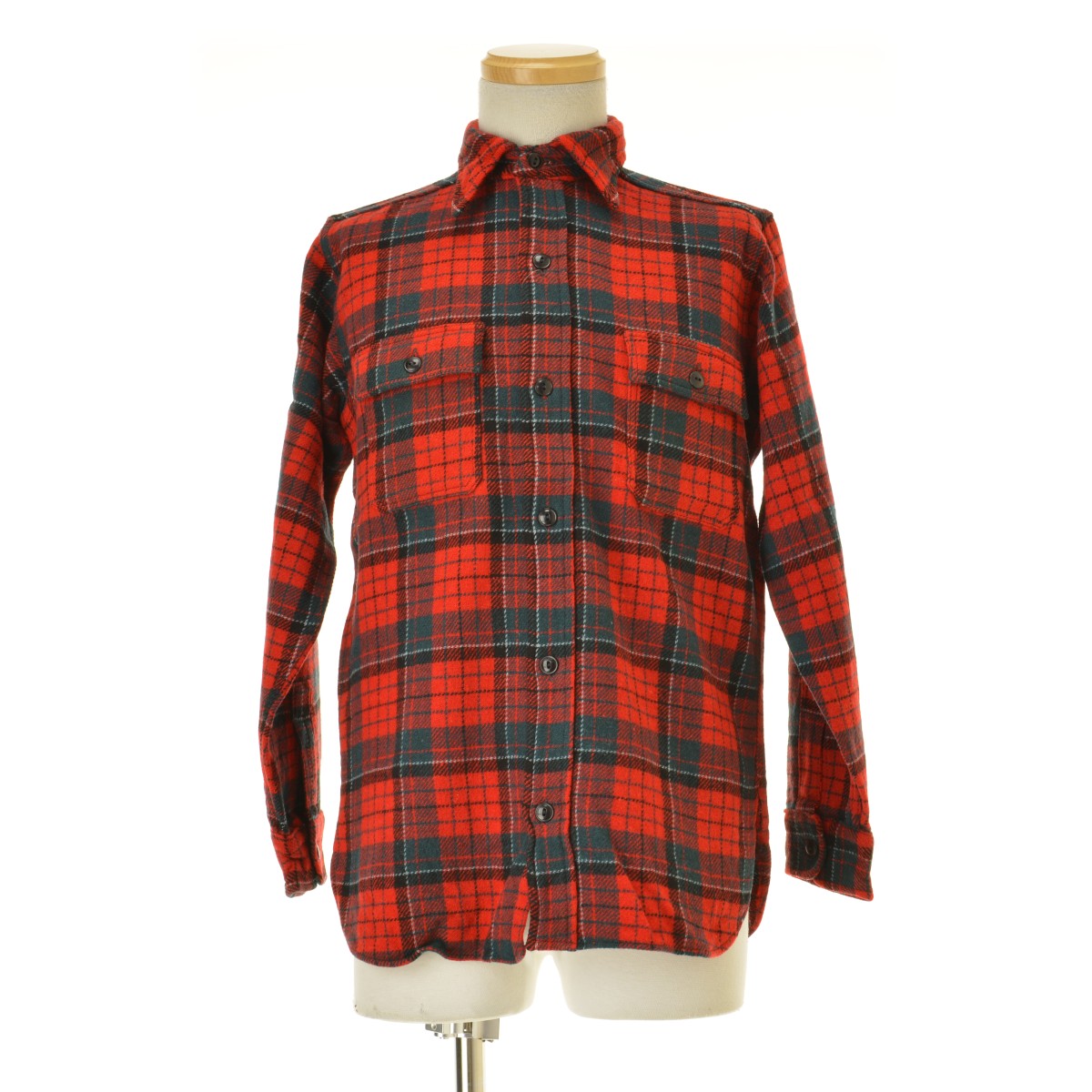 【中古】【期間限定値下げ】Congress 40s マチ付き ウール チェック柄長袖シャツ【ヴィンテージ】【送料無料】【cacfacae-m】